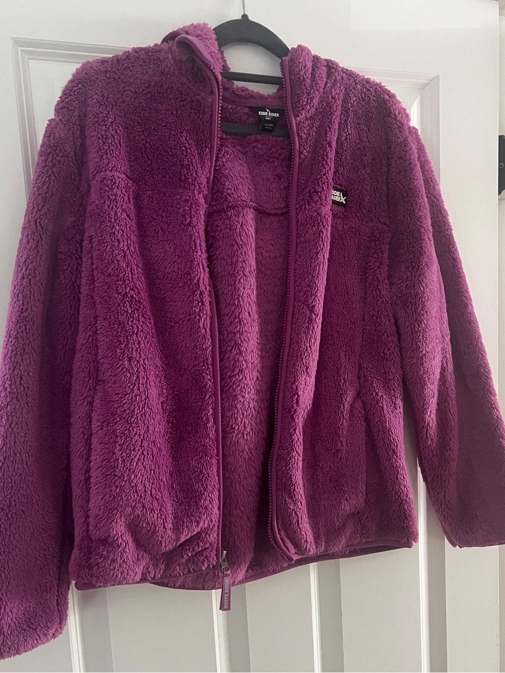 Eddie Bauer Plush Hooded Zip Jacket in Rich Berry